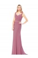 Online Long Slim Chiffon Bridesmaid Dress with Beaded Waist