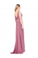 Online Long Slim Chiffon Bridesmaid Dress with Beaded Waist
