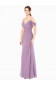 Online Draped Off the Shoulder Sweetheart Chiffon Bridesmaid Dress with Button Back