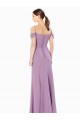 Online Draped Off the Shoulder Sweetheart Chiffon Bridesmaid Dress with Button Back