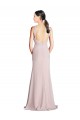 Online Long Slim Chiffon Bridesmaid Dress with Ruffled Waist and Keyhole