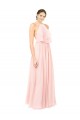 Online Halter Neck Chiffon Bridesmaid Dress with Double Ruffle Front
