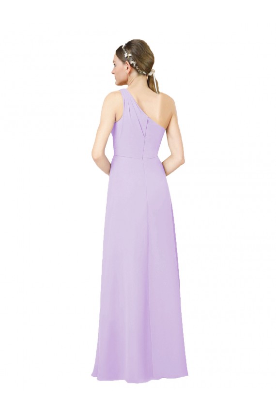 Online Grecian Inspired Simple One Shoulder Chiffon Bridesmaid Dress with Ruching