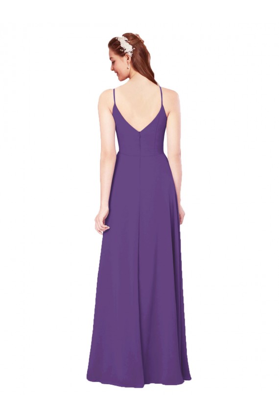 Online High Halter Chiffon Bridesmaid Dress with Keyhole