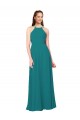 Online Simple Chiffon Bridesmaid Dress with High Halter Neckline
