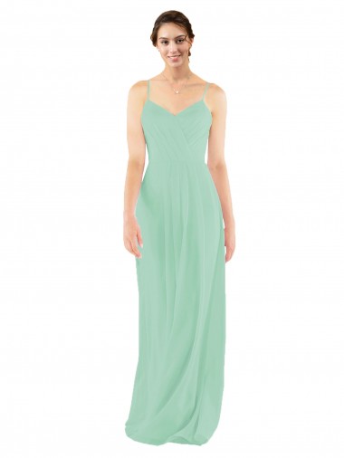 Online Classic Long Chiffon Bridesmaid Dress with V-Neck