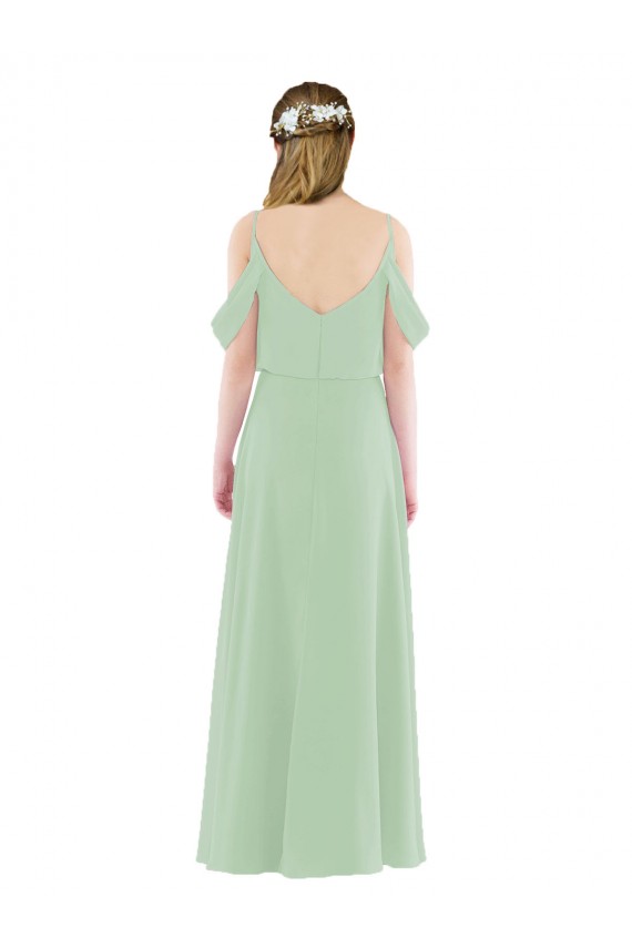 Online Off-the-Shoulder Long Chiffon Beachy Bridesmaid Dress