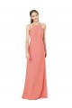 Online Modern Long Chiffon Bridesmaid Dress with Keyhole Back