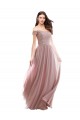 Online Floor Length Chantilly Lace Off the Shoulder Chiffon Bridesmaid Dress