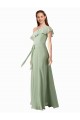 Online Chiffon Bridesmaids Dress with Ruffles Flutter Sleeves