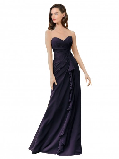 Online Strapless Chiffon Bridesmaids Dress with Sweetheart Neckline