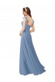 Online Chiffon Bridesmaids Dress with Ruffle Neckline