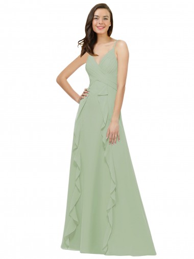 Online Chiffon Bridesmaid Dress with Ruffles and Draping