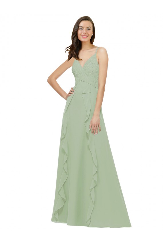 Online Chiffon Bridesmaid Dress with Ruffles and Draping