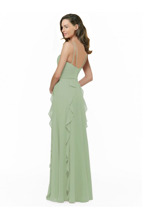 Online Chiffon Bridesmaid Dress with Ruffles and Draping