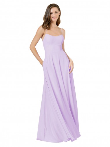 Online Simple Chiffon Bridesmaid Dress with Pocket