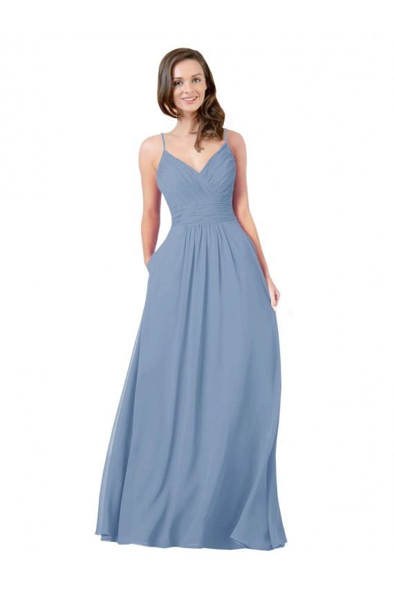 Online A-Line Ruched V-Neckline Chiffon Bridesmaid Dress