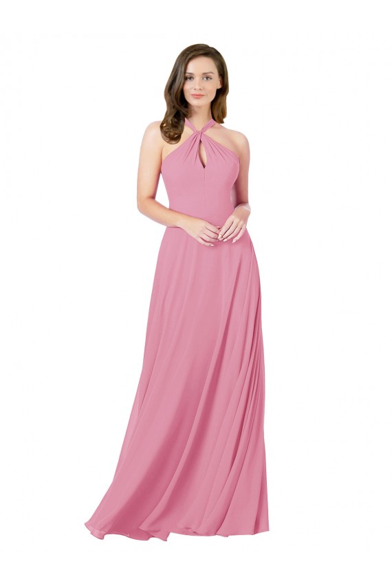 Online Chiffon Bridesmaid Dress with Keyhole Front
