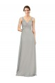 Online V-Neck Chiffon Bridesmaid Dress with Illusion Gathered Bodice