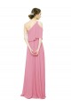 Online Sleeved One Shoulder Chiffon Bridesmaids Dress with Draped Ruffle Overlay