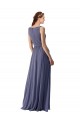 Online V-Neck Long Draped A-Line Chiffon Bridesmaid Dress