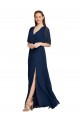 Online V-Neck Plush Chiffon Bridesmaid Dress with Flutter Sleeves