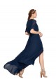Online V-Neck Plush Chiffon Bridesmaid Dress with Flutter Sleeves