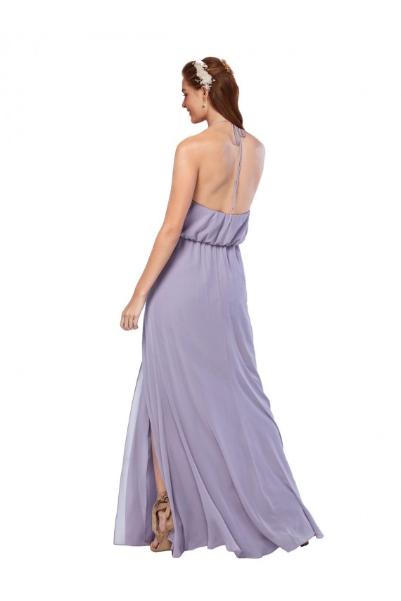 Online Grecian Style Halter Chiffon Bridesmaid Dress with Keyhole and Slit