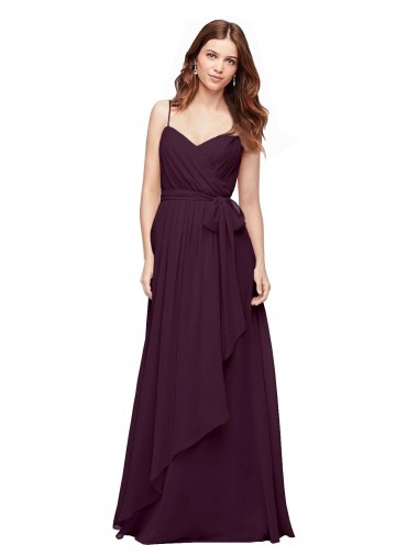 Online Wrapped Sweetheart Neckline Long Chiffon Bridesmaid Dress 