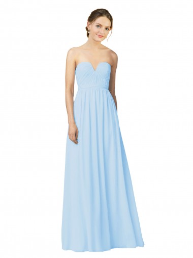 Online Full Length Chiffon Bridesmaid Dress with Deep Sweetheat and Shirred Bodice