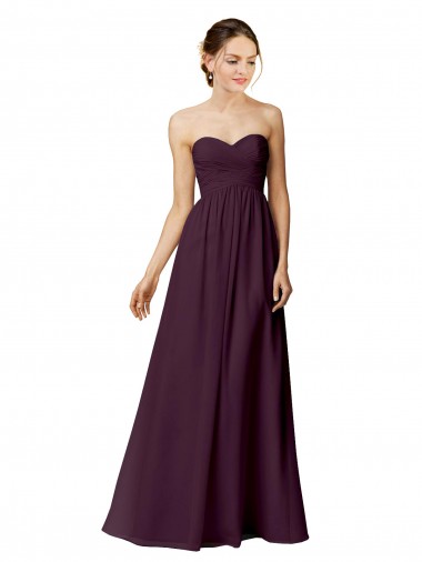 Online Strapless Chiffon Bridesmaid Dress with Criss Cross Shirred Bodice