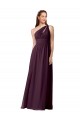 Online One Shoulder Chiffon Bridesmaid Dress with Front Keyhole and Shirred Bodice