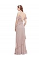 Online Cascading Ruffles Long Chiffon Bridesmaid Dress with Cold Shoulder