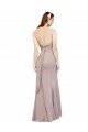 Online Fit and Flare Long Chiffon Bridesmaid Dress with Sash and Open Back