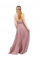 Online Long Chiffon Bridesmaid Dress with Spaghetti Strap Bodice