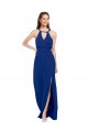 Online High Keyhole Neck Long Chiffon Bridesmaid Dress with Slit