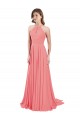 Online Draped A-Line Chiffon Bridesmaid Dress with Halter Keyhole Neckline
