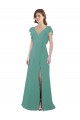 Online Full Length Chiffon Bridesmaid Dress with Ruffled Cap Sleeves and Side Slit