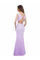 Online Chiffon Column Bridesmaid Dress with High Round Neckline and Cap Sleeves