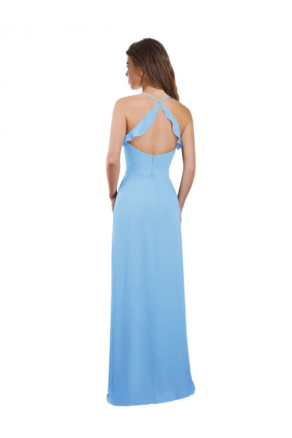 Online Slim Chiffon Bridesmaid Dress with Ruffled Sweetheart Neckline