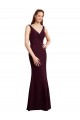 Online Floor Length Fluted Chiffon Dress with Draped Bodice and V-Neckline