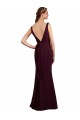Online Floor Length Fluted Chiffon Dress with Draped Bodice and V-Neckline