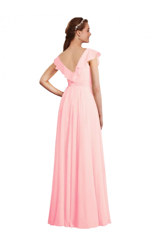 Online Chiffon A-Line Dress with Full Circle Skirt and Gathered Waistband