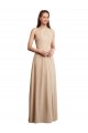 Online Draped Halter Neck Long Chiffon Bridesmaid Dress with Tie Back
