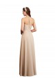 Online Draped Halter Neck Long Chiffon Bridesmaid Dress with Tie Back