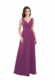 Online Long Chiffon A-Line Bridesmaid Dress with V-Neck Wrap Bodice