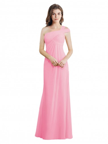 Online Single Shoulder Chiffon Bridesmaid Dress with Draped Bodice