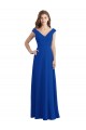 Online Draped Shoulder V-Neck Long Chiffon Bridesmaid Dress