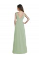 Online V-Neck A-Line Long Chiffon Bridesmaid Dress with Draped Bodice