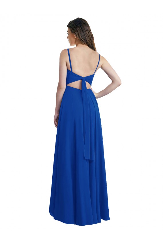 Online Draped High Low Chiffon Bridesmaid Dress with Cross Over Bodice